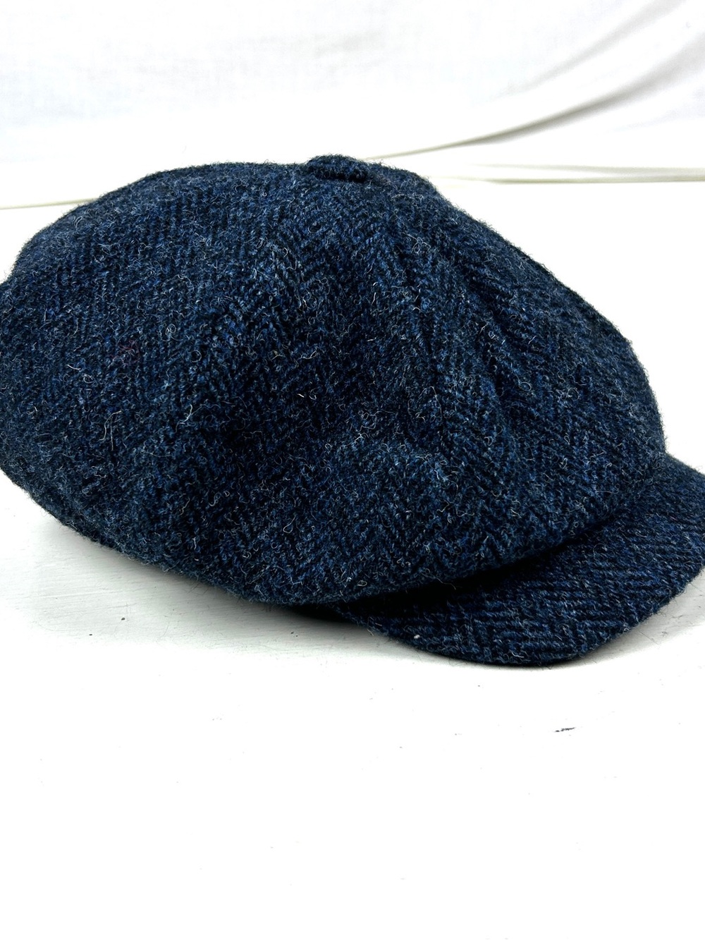 Hanna Hats 8 Panel Cap 100% Wool Donegal Harris Tweed Ireland Small Blue